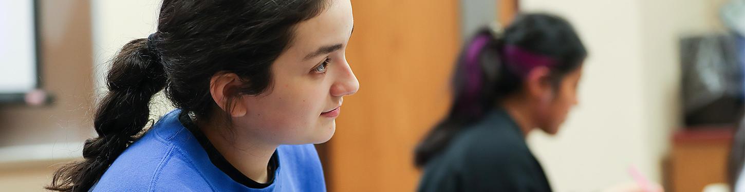 a student sits in class